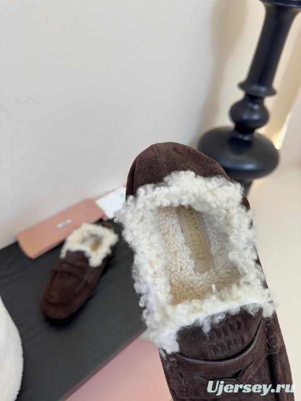 MIUMIU Platform Loafers with Wool Design - KFY00320