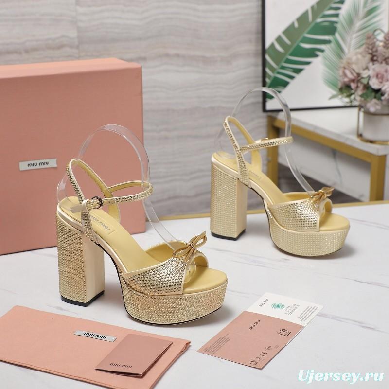 MIUMIU Bling Bling Swarovski Crystal Sandals with 11.5cm Heel - KFY00340