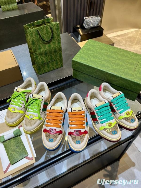 Gucci Distressed Sneakers 2025 SS Retro Design with Metal GG Logo - AS00270