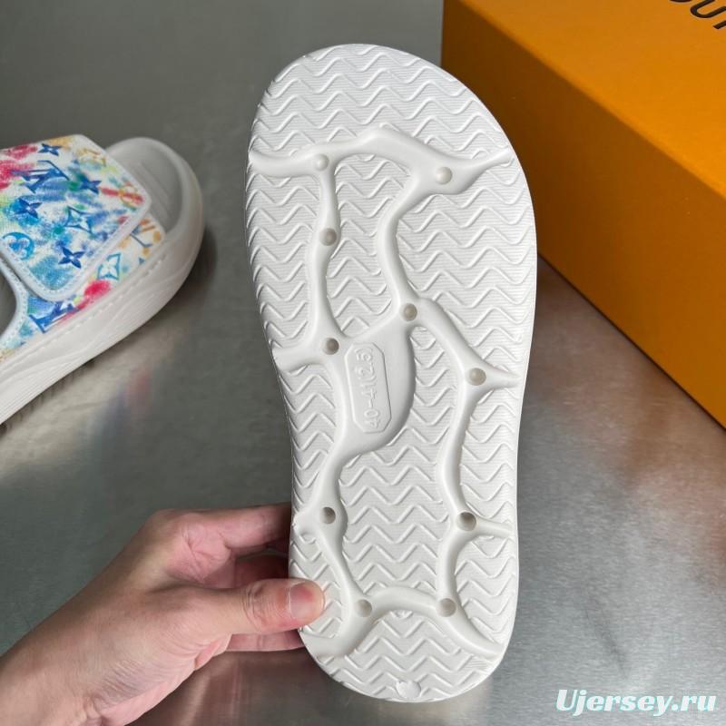 Louis Vuitton Miami Mule Slip-On Sandals with Velcro Strap - YC