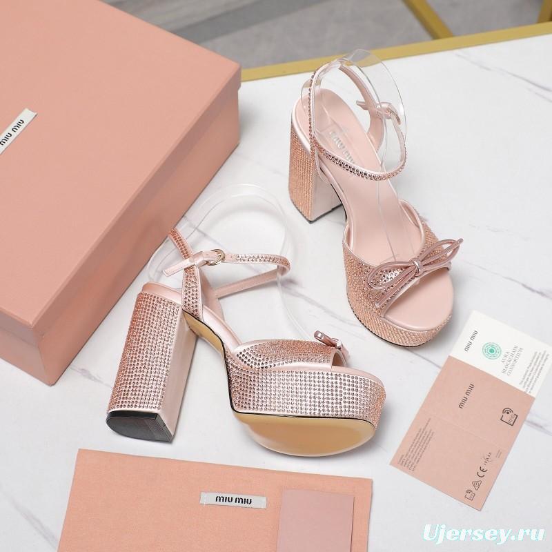 MIUMIU Bling Swarovski Crystal Sandals with 11.5cm Heel - KFY00340