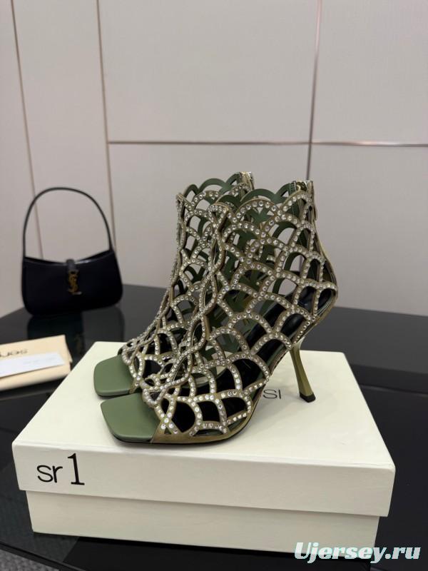 Sergio Rossi Mermaid Sandals 2025 SS Collection Elegant Fishnet High Heels - KFY00470