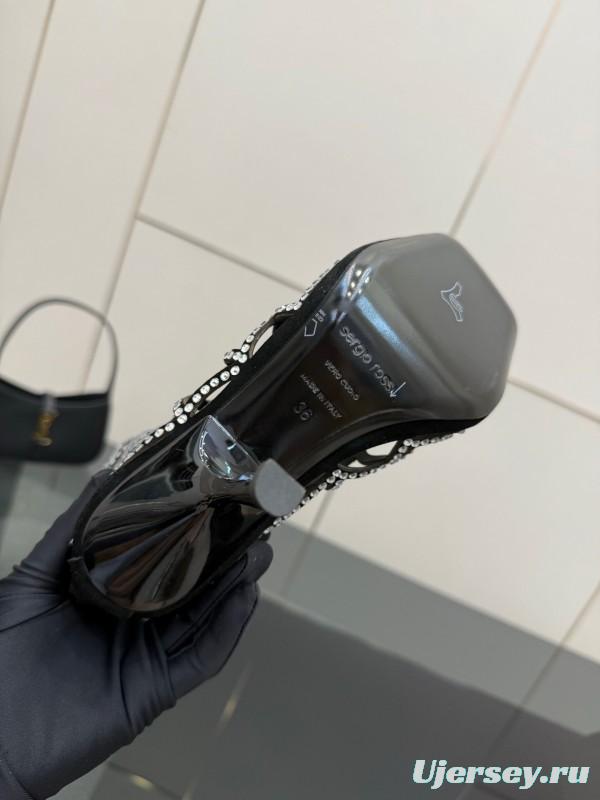 Sergio Rossi Mermaid Sandals 2025 SS Collection Fishnet High Heels - KFY00470