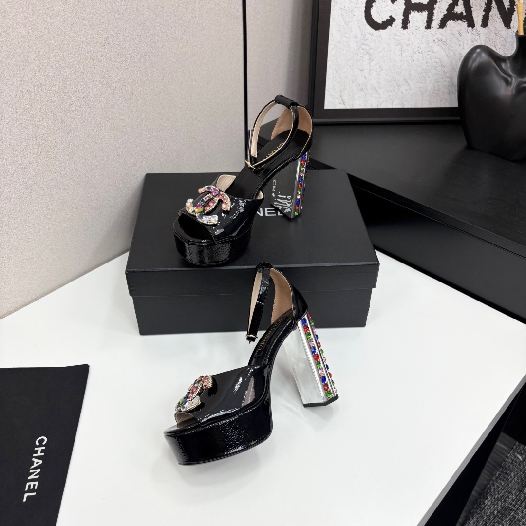 Adidas 2025/SS Glam Rock Chunky Heel Square Toe Platform Back Strap Sandals - KFY00350