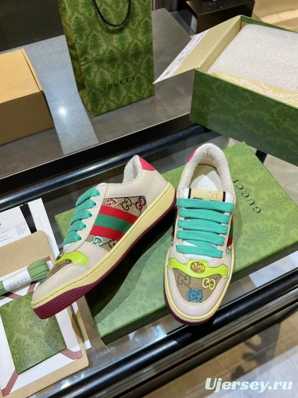 Gucci Distressed Sneakers 2025 SS Retro Design with Metal GG Logo - AS00270