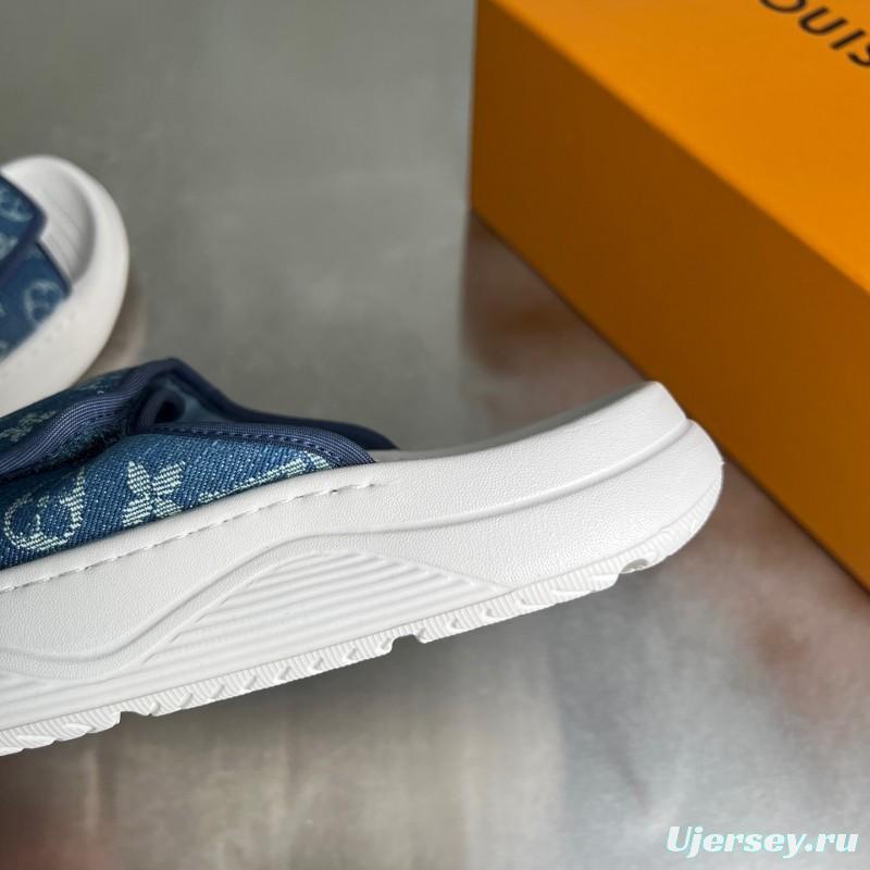 Louis Vuitton Miami Mule Slip-On Sandals with Hook-and-Loop Fastener - YC