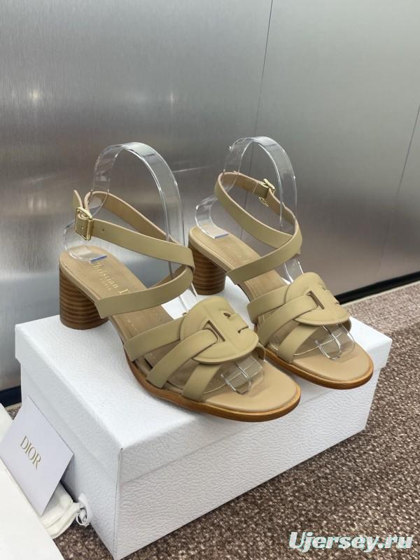 Dior D-Club Jelly Color Hollow Layered Cross Strap Mid Heel Women's Shoes - KFY00290