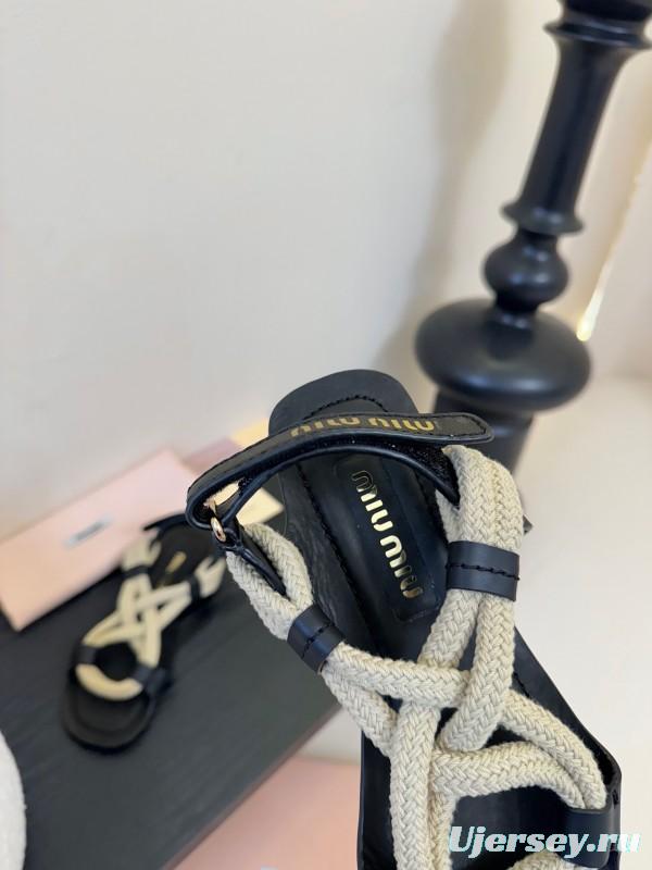 Miu 2025/SS Fashion Week Rope Woven Sandals - KFY00330