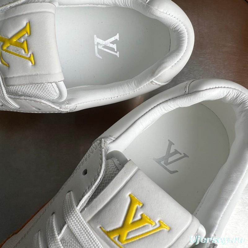 Lv Run Away Calfskin Leather Round Toe Lace-Up Low Top Casual Shoes Men's - YC