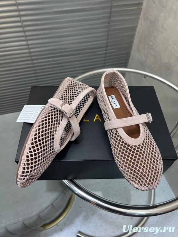 ALAIA 2025 Spring Summer Collection New Color Net Flat Sandals - KFY00270