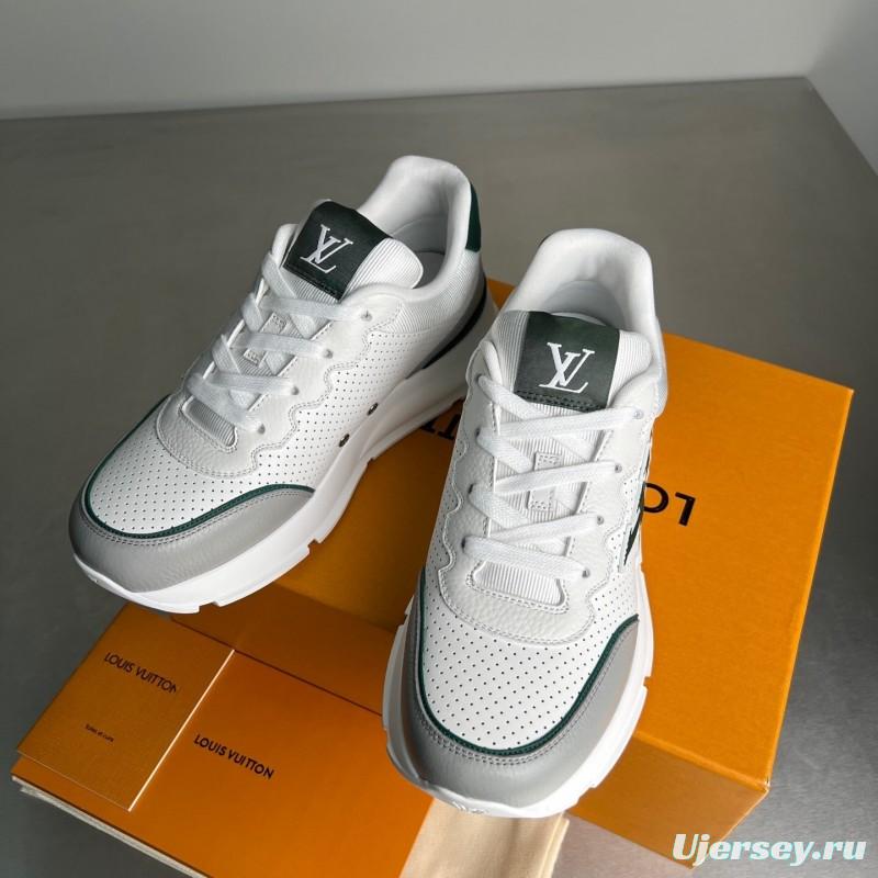 Lv Classic Leather Round Toe Lace-Up Low Top Casual Shoes - YC