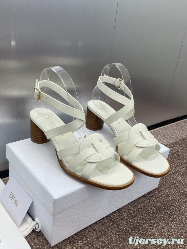 Dior D-Club Jelly Color Hollow Layered Cross Strap Mid Heel Women Shoes - KFY00290