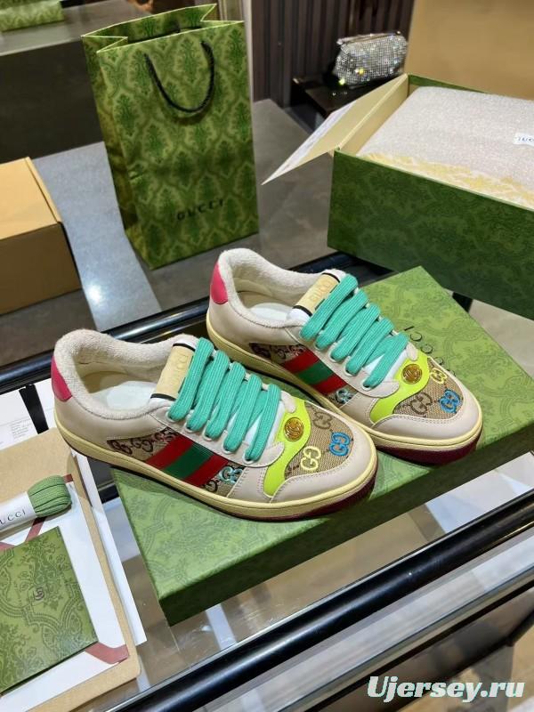 Gucci Distressed Sneakers 2025 SS Retro Design with Metal GG Logo - AS00270