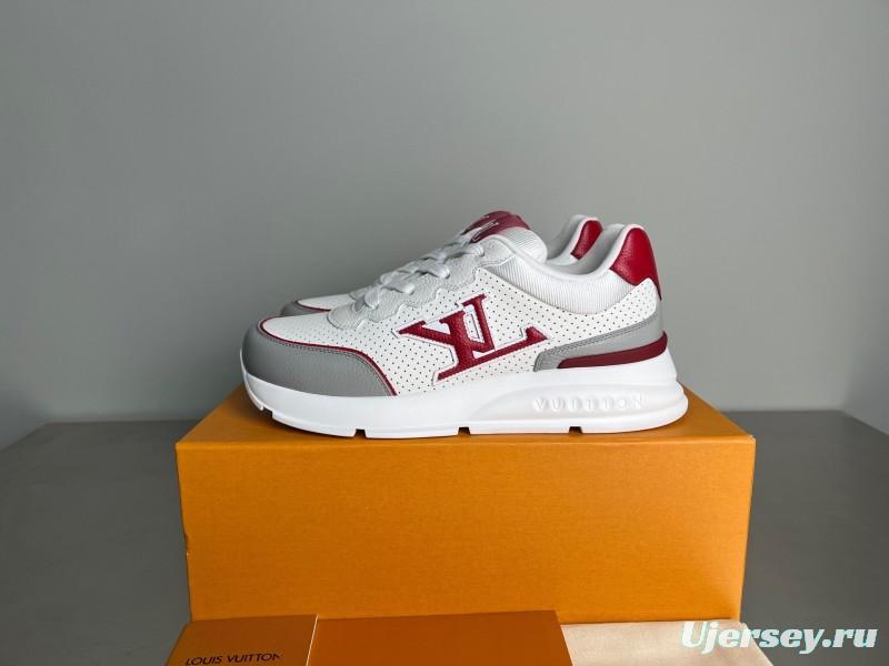 Lv Classic Leather Round Toe Lace-Up Low Top Casual Shoes for Men - YC