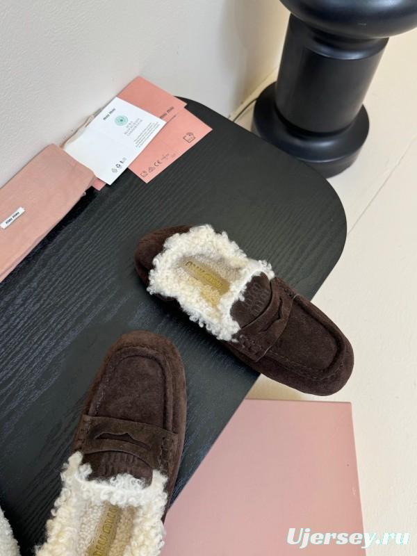 MIUMIU Platform Loafers with Wool Design - KFY00320