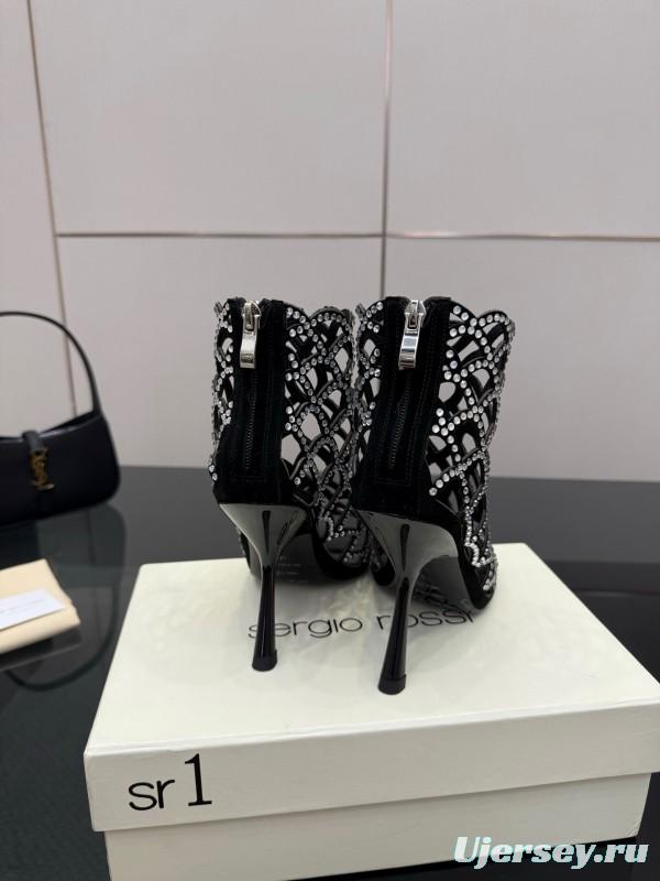 Sergio Rossi Mermaid Sandals 2025 SS Collection Fishnet High Heels - KFY00470