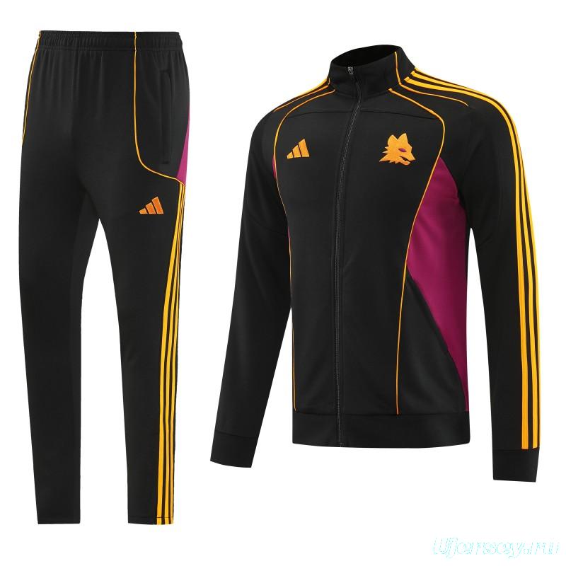 25/26 Roma Black Full Zipper Jacket+Long Pants