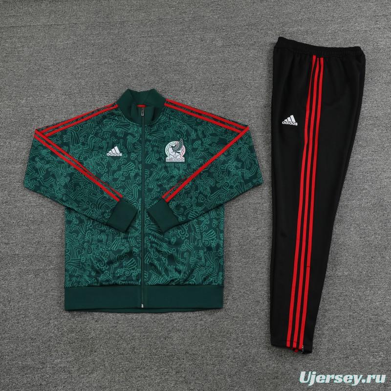 2025 Mexico Green Full Zipper Jacket+Long Pants