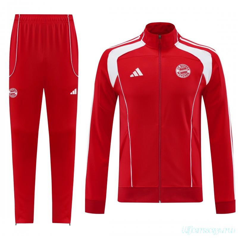 25/26 Bayern Munich Red Full Zipper Jacket+Long Pants