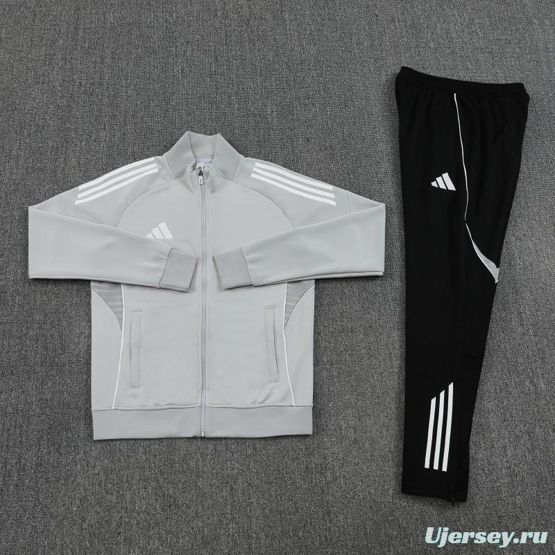 2025 Adidas Grey Full Zipper Jacket+Long Pants