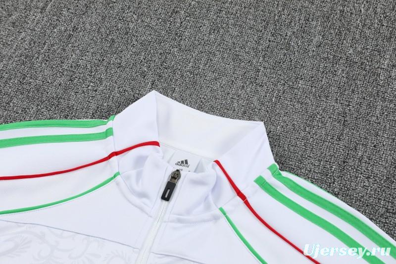 2026 Algeria White with Green and Red Stripes FULL Zipper Jacket Tracksuit +Long Pants