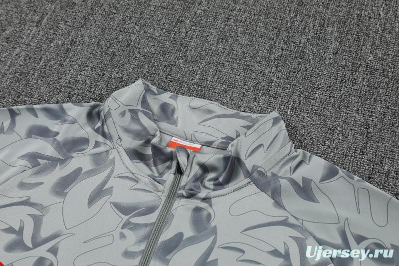 Player Version 25/26 AC Milan Grey with Camouflage Pattern Half Zipper Jacket Tracksuit +Long Pants