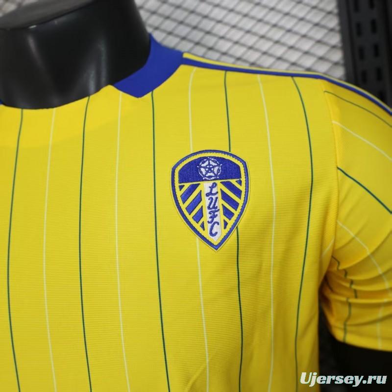 Player Version 25/26 Leeds United Retro Home Yellow with Vertical Stripe Pattern Jersey