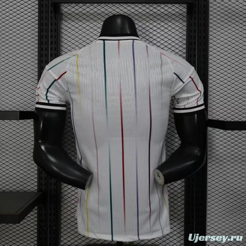 Player Version 2026 Japan Away White with Colorful Vertical Stripe Pattern Jersey