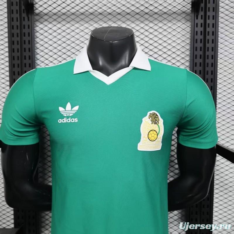 Player Version 2026 Mexico Retro Home Green with White Collar Jersey