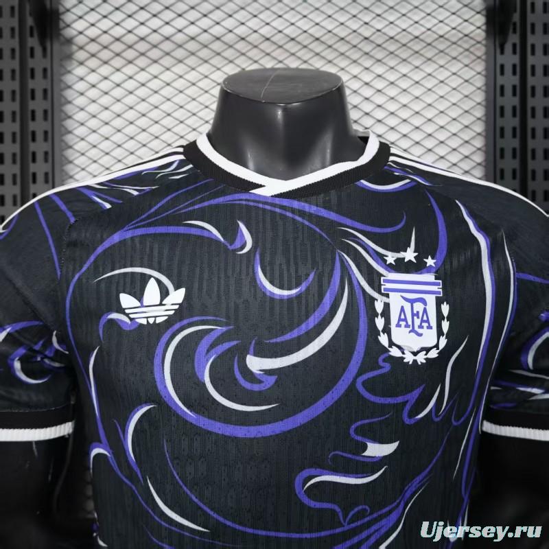 Player Version 2026 Argentina Third Black with Artistic Swirl Pattern Jersey