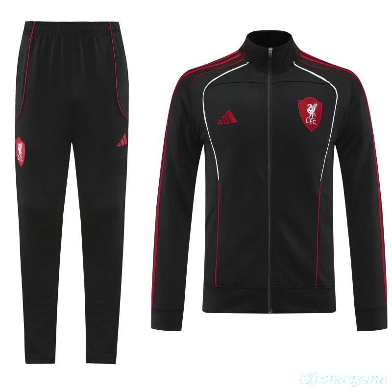 25/26 Liverpool FC Black  Full zipper Jacket Tracksuit+ long pants