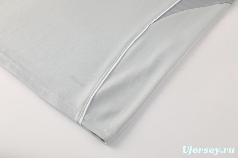 25/26  Adidas Light Grey Full zipper Jacket Tracksuit+ long pants