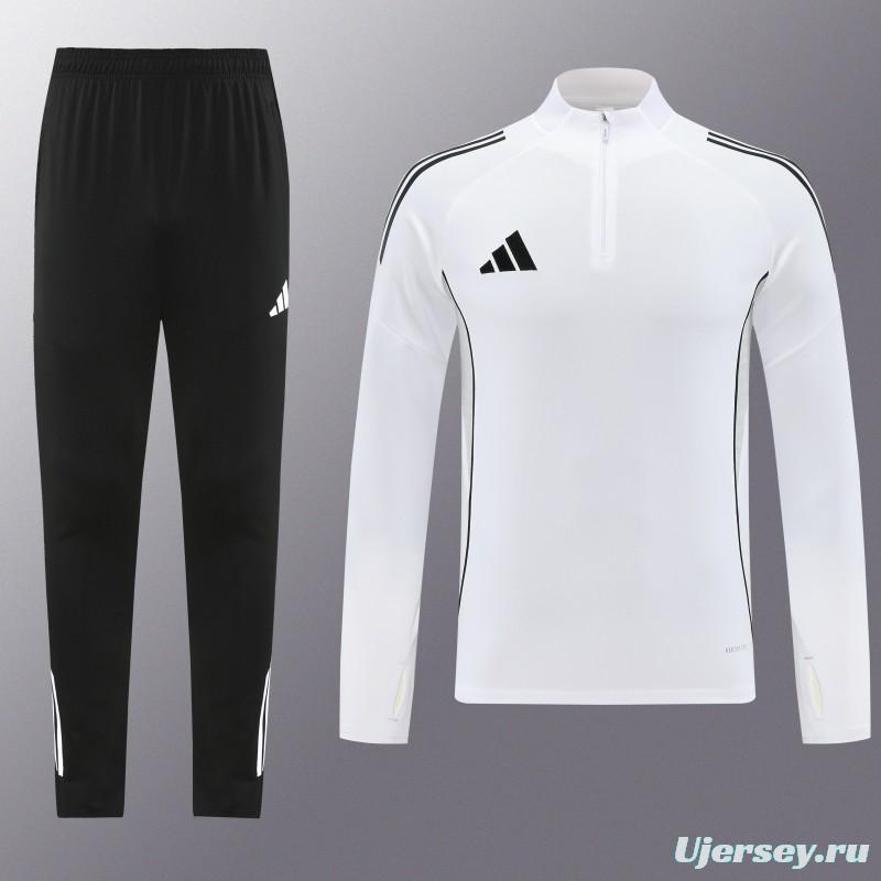 25/26  Adidas White Full zipper Jacket Tracksuit+ long pants