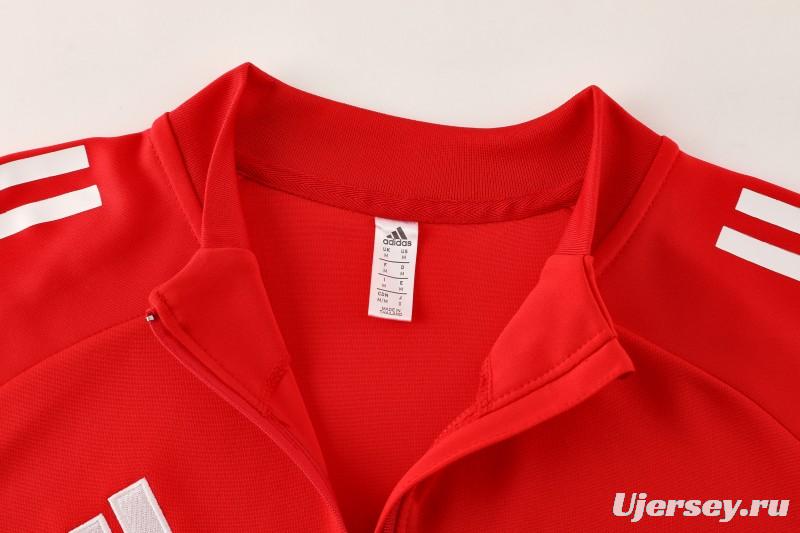 25/26  Adidas Red/White Full zipper Jacket Tracksuit+ long pants
