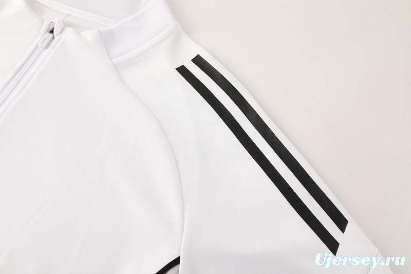 25/26  Adidas White Full zipper Jacket Tracksuit+ long pants
