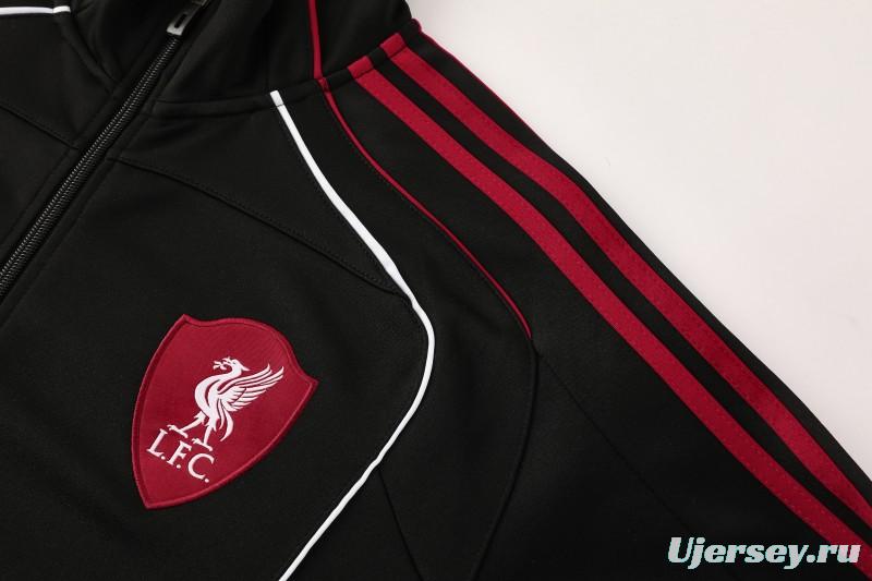 25/26 Liverpool FC Black  Full zipper Jacket Tracksuit+ long pants