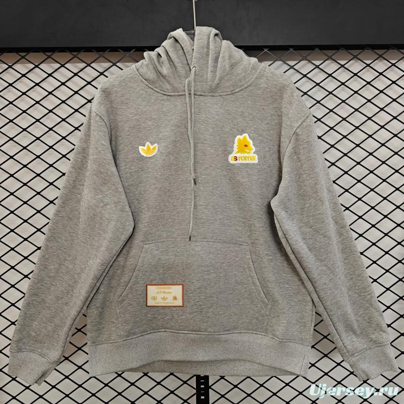 25/26 Adidas x AS Roma Retro  Embroidered Logo Hoodie 9 Colors