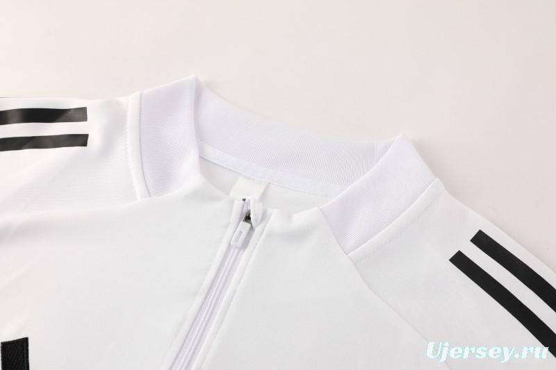 25/26  Adidas White Full zipper Jacket Tracksuit+ long pants