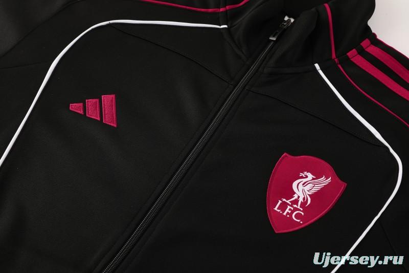 25/26 Liverpool FC Black  Full zipper Jacket Tracksuit+ long pants