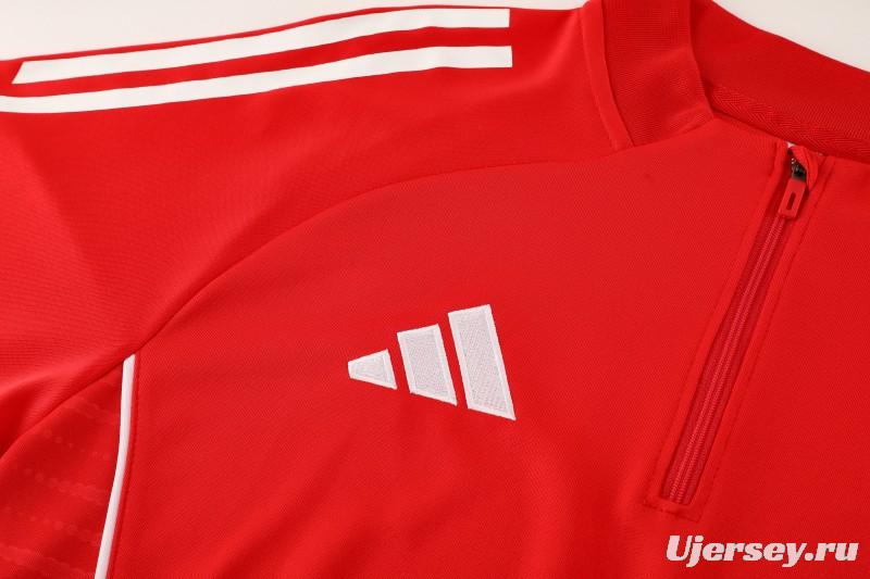 25/26  Adidas Red/White Full zipper Jacket Tracksuit+ long pants