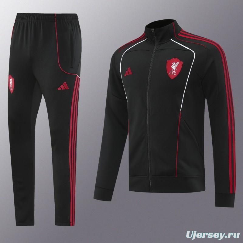 25/26 Liverpool FC Black  Full zipper Jacket Tracksuit+ long pants