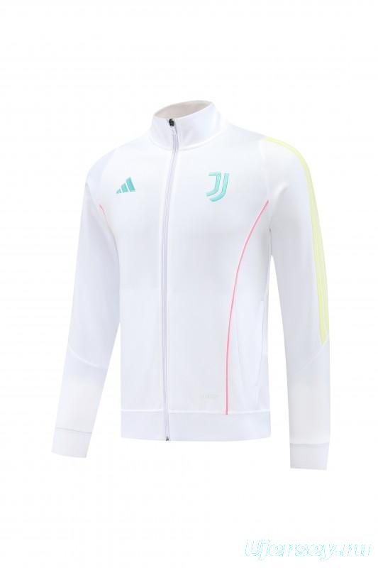 25/26  Juventus White  Full zipper Jacket Tracksuit+ long pants