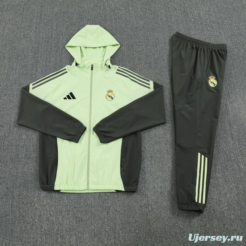 25/26 Real Madrid Mint Green Full zipper Jacket Tracksuit+ long pants
