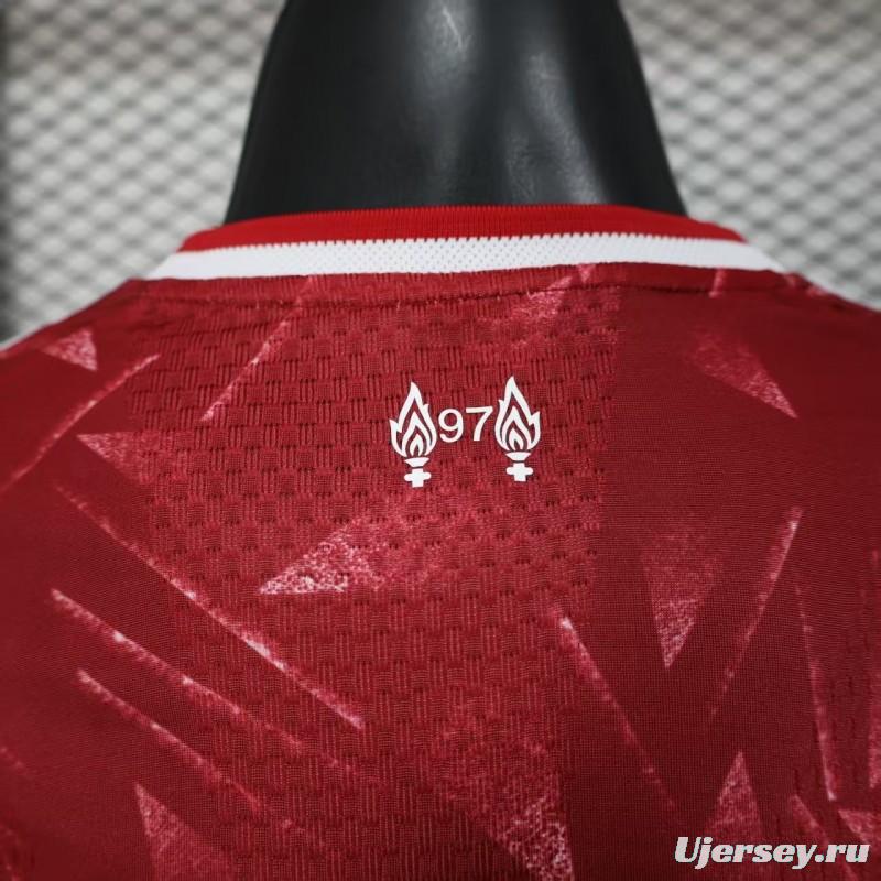 25/26 Player Version  Liverpool Home Red Abstract Pattern Jersey