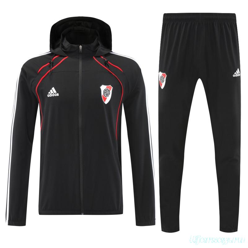 25/26 River Plate Black Full zipper Jacket Tracksuit+ long pants