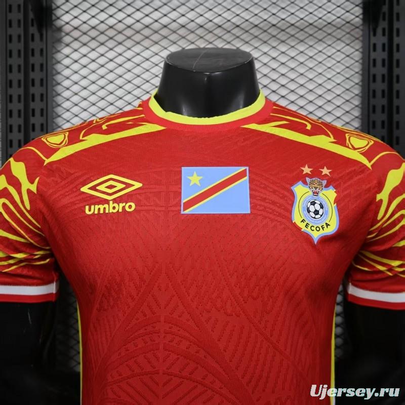 Player Version 2026 DR Congo Away Red Yellow Flame Jersey