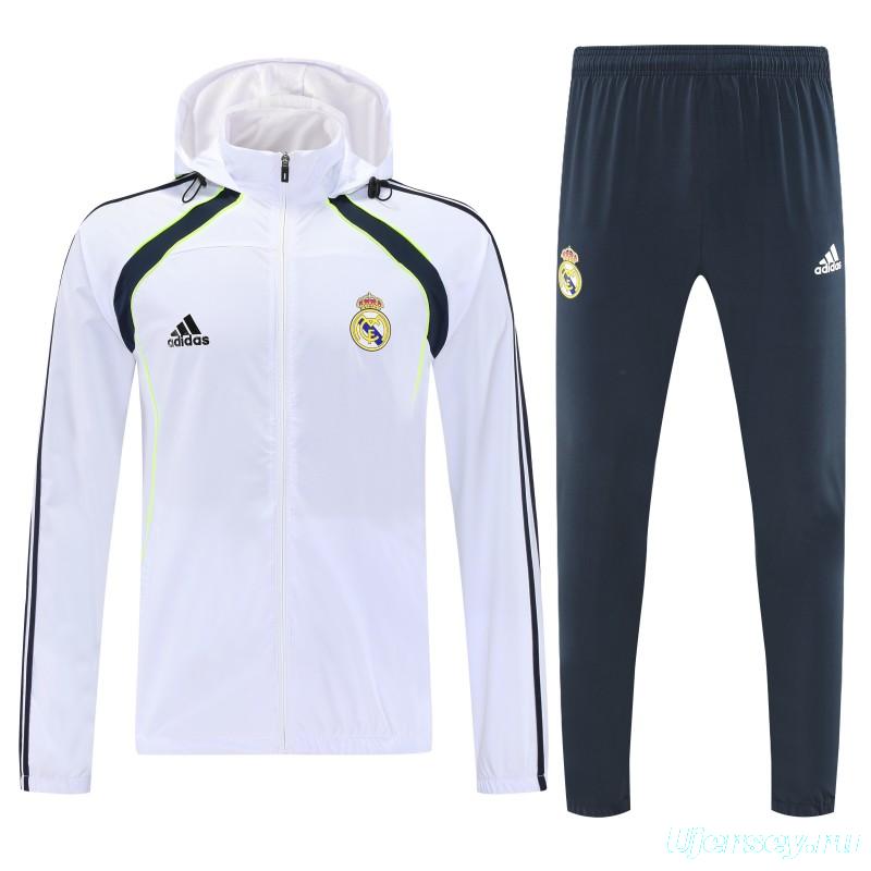 25/26 Real Madrid White Full zipper Jacket Tracksuit+ long pants