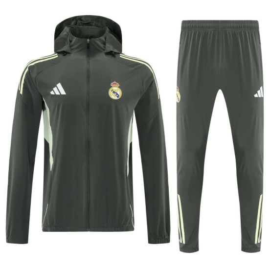 25/26 Real Madrid Dark Grey Green Full zipper Jacket Tracksuit+ long pants
