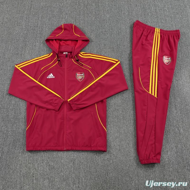25/26  Arsenal  Red Full zipper Jacket Tracksuit+ long pants