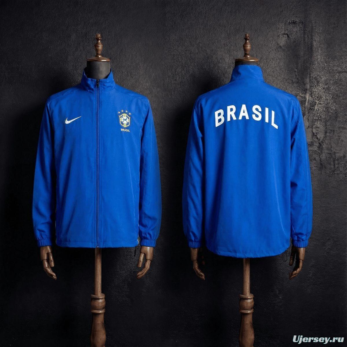1998 Vintage Style Brazil Blue Jacket Windbreaker